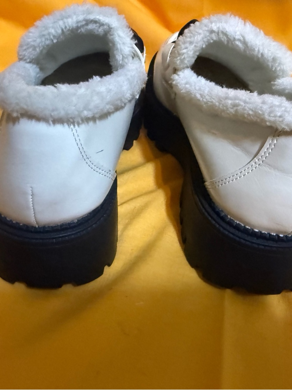DV by Dolce Vita White Faux-Shearling Loafers with Black Chain Accent - Picture 5 of 6